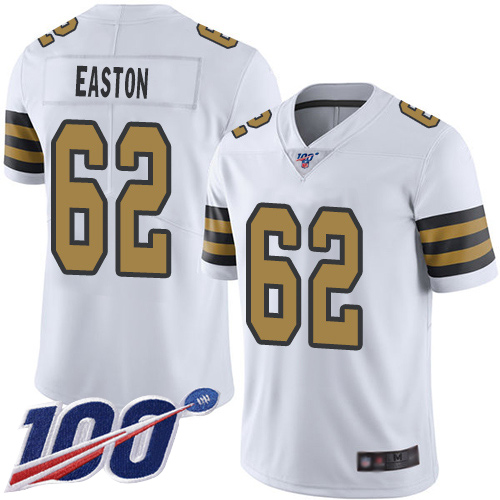 Men New Orleans Saints Limited White Nick Easton Jersey NFL Football #62 100th Season Rush Vapor Untouchable Jersey->nfl t-shirts->Sports Accessory